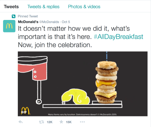 McDonalds All Day Breakfast Tweet